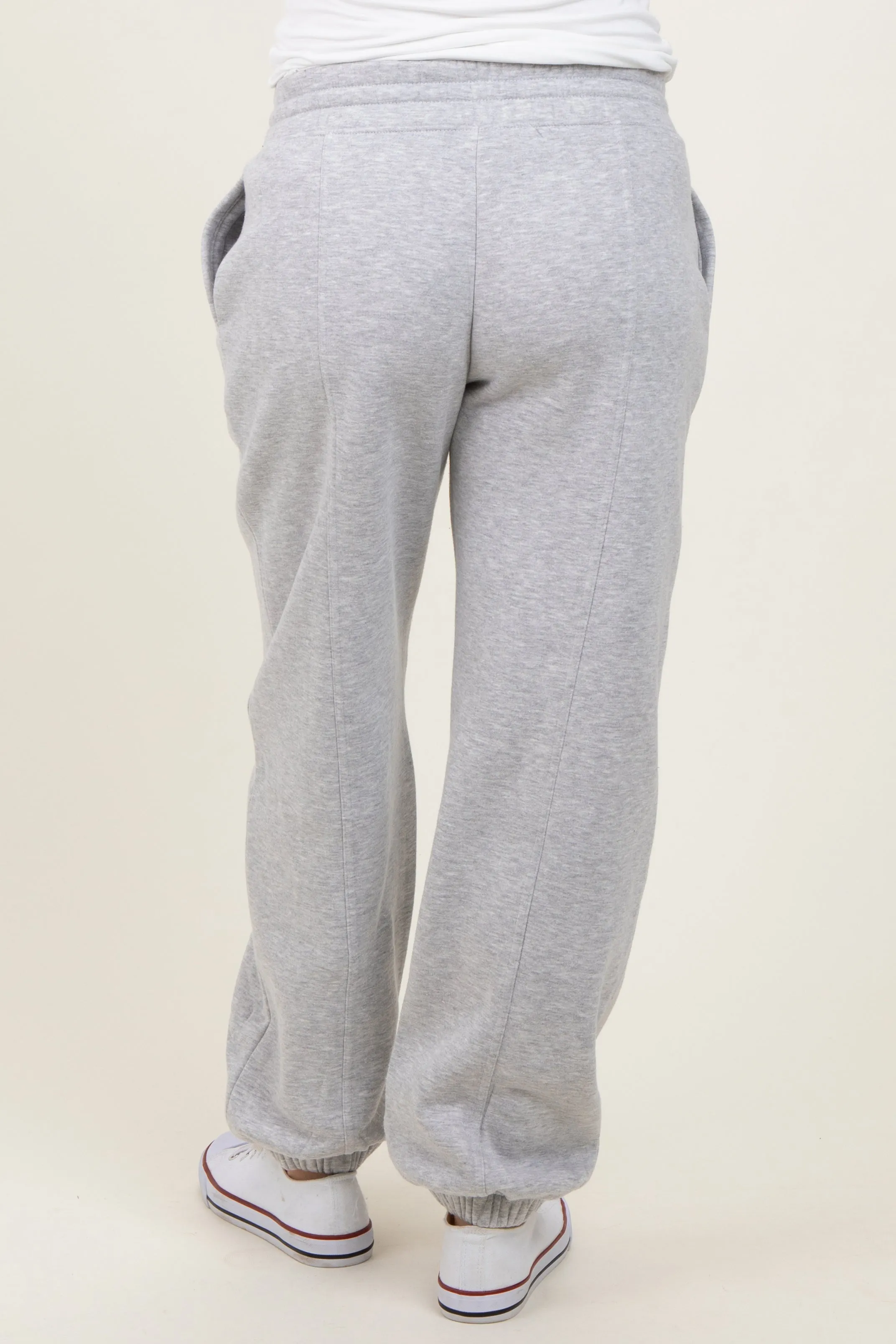 Heather Grey Drawstring Relaxed Fit Maternity Sweatpants sold by Pinkblush product image thumbnail 5