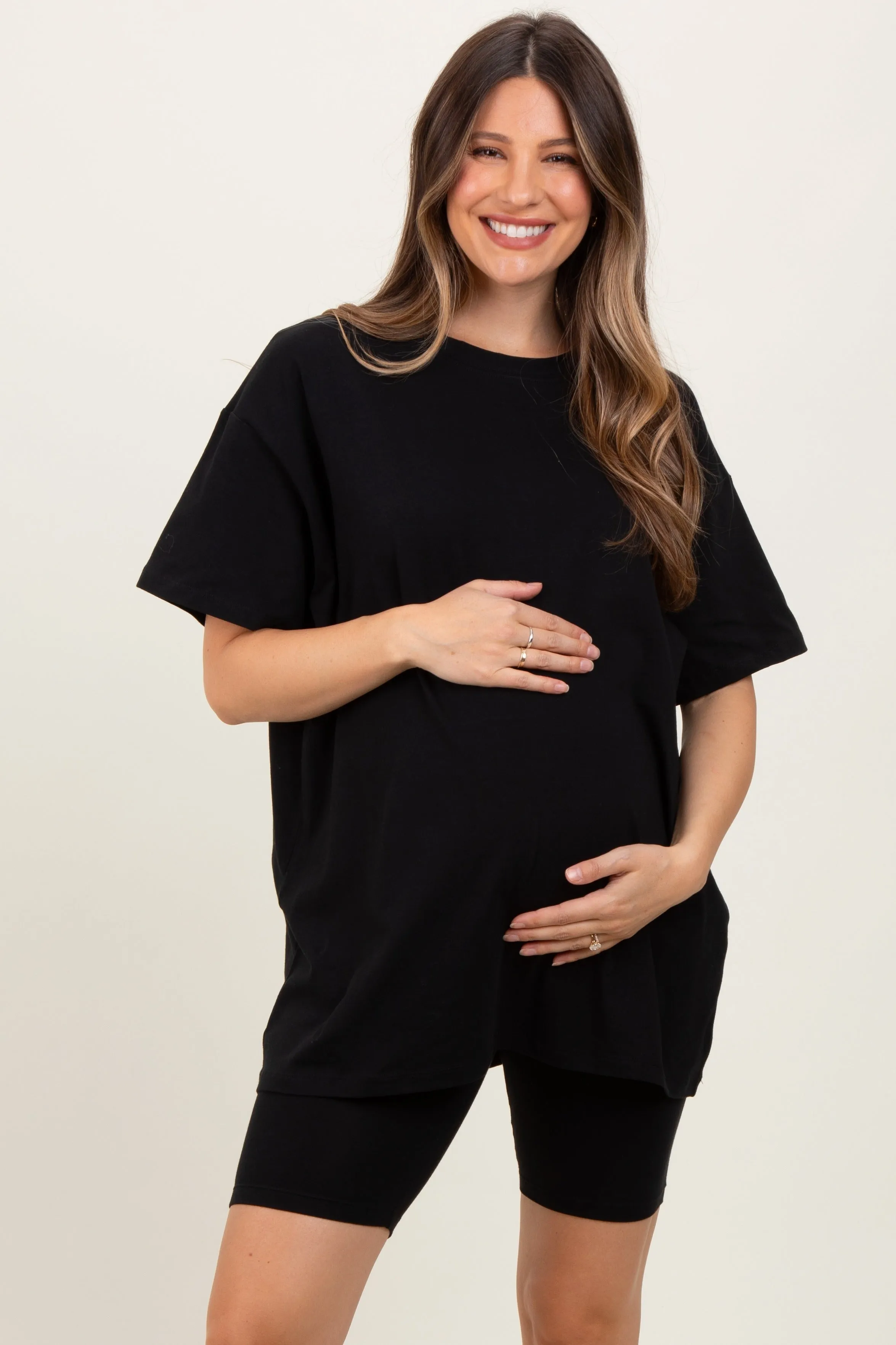 Black Biker Shorts Maternity Set sold by Pinkblush product image thumbnail 2
