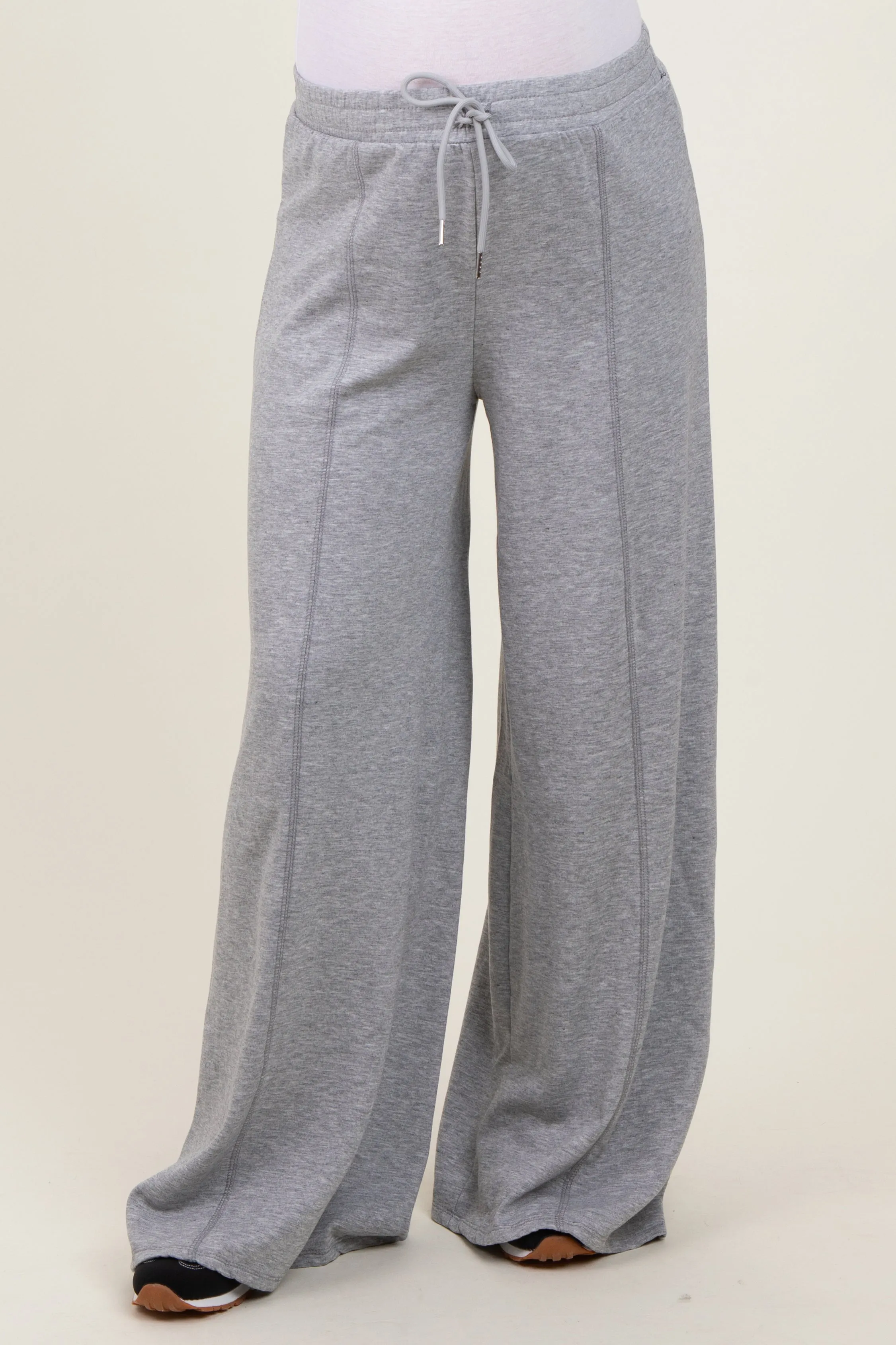 Heather Grey Wide Leg Drawstring Maternity Sweatpants sold by Pinkblush product image thumbnail 3