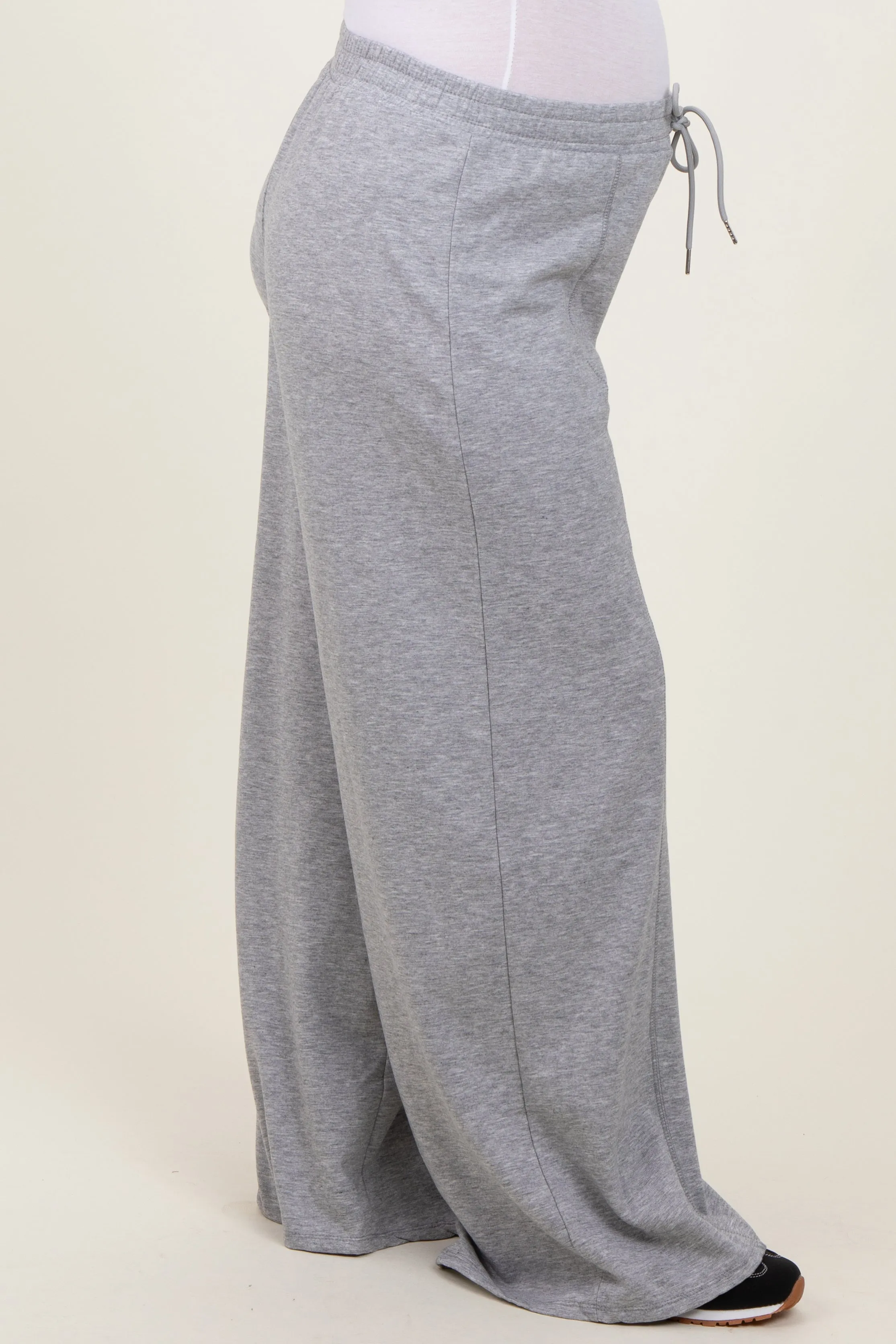 Heather Grey Wide Leg Drawstring Maternity Sweatpants sold by Pinkblush product image thumbnail 4