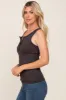 Charcoal Button Accent Ribbed Tank sold by Pinkblush