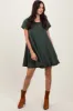 Forest Green French Terry Basic Short Sleeve Mini Dress sold by Pinkblush