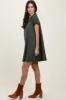 Forest Green French Terry Basic Short Sleeve Mini Dress sold by Pinkblush