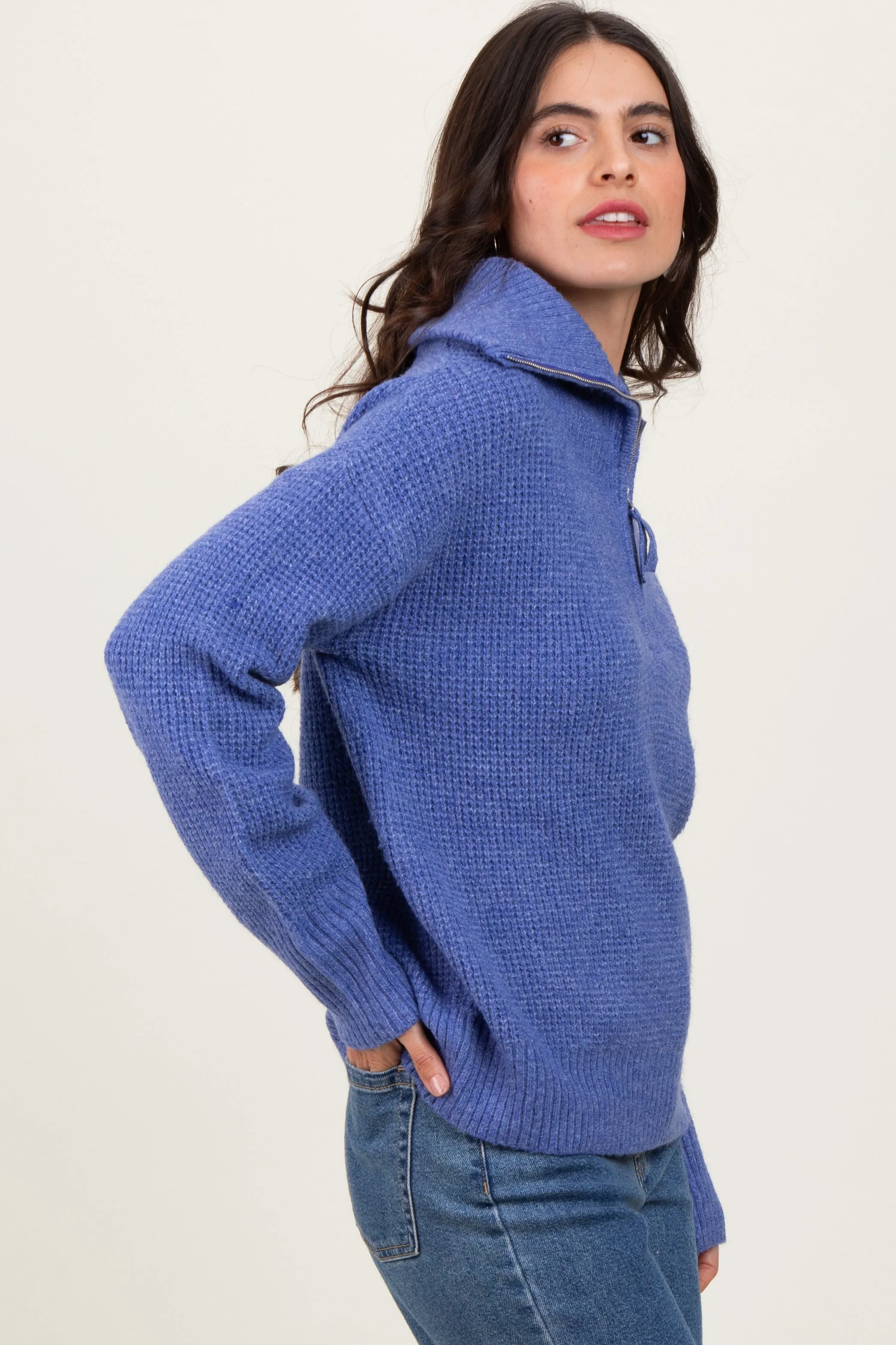 Periwinkle Half Zip Pullover Sweater sold by Pinkblush product image thumbnail 2