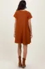 Rust French Terry Basic Short Sleeve Mini Dress sold by Pinkblush