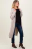 Beige Long Hooded Open Front Maternity Cardigan sold by Pinkblush