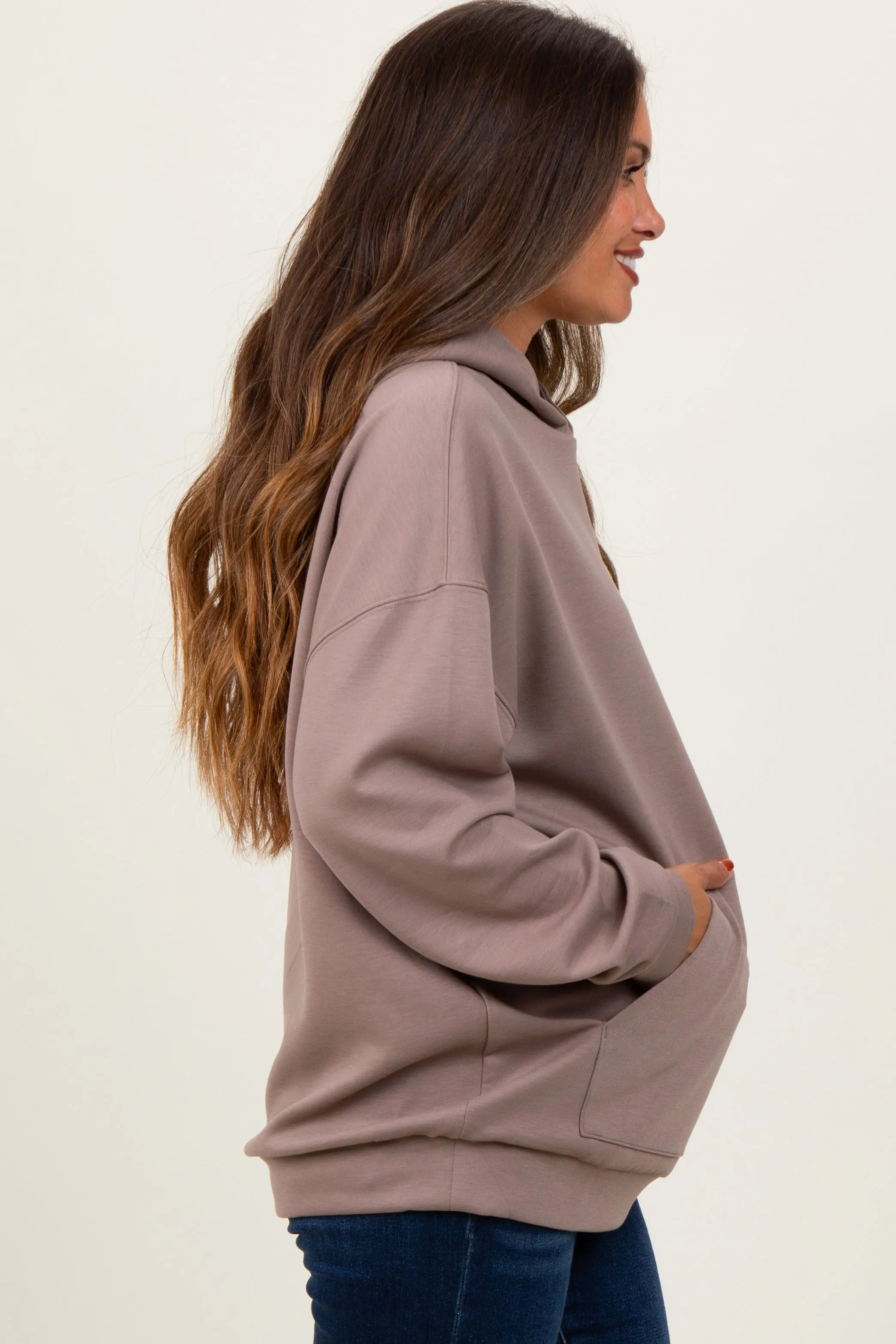 Taupe Basic Maternity Hoodie Sweatshirt sold by Pinkblush product image thumbnail 3