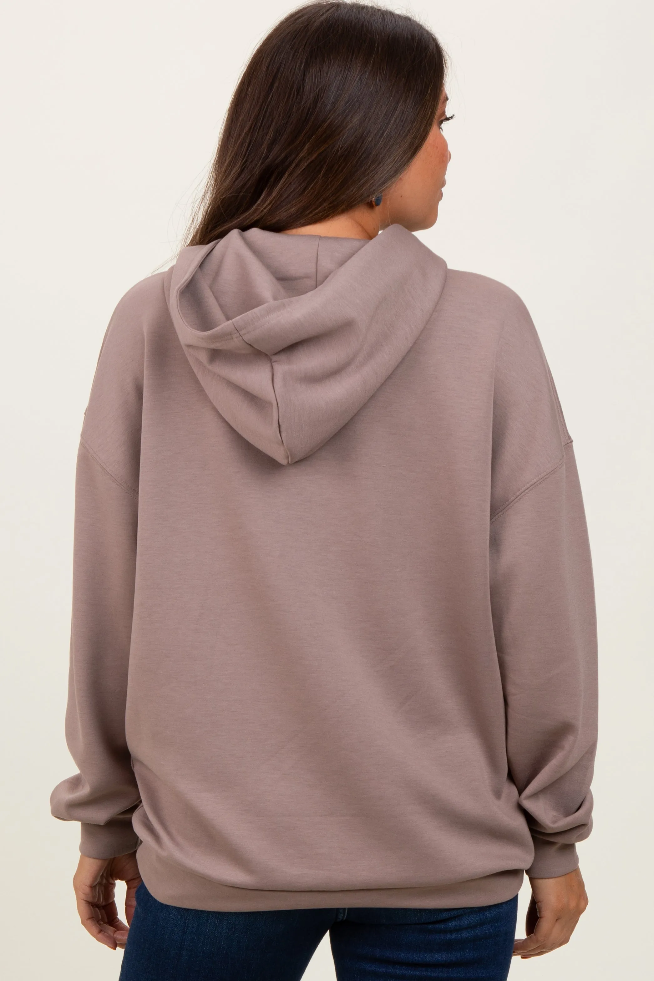 Taupe Basic Maternity Hoodie Sweatshirt sold by Pinkblush product image thumbnail 4