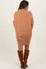 Light Camel Funnel Neck Dolman Sleeve Maternity Mini Dress sold by Pinkblush