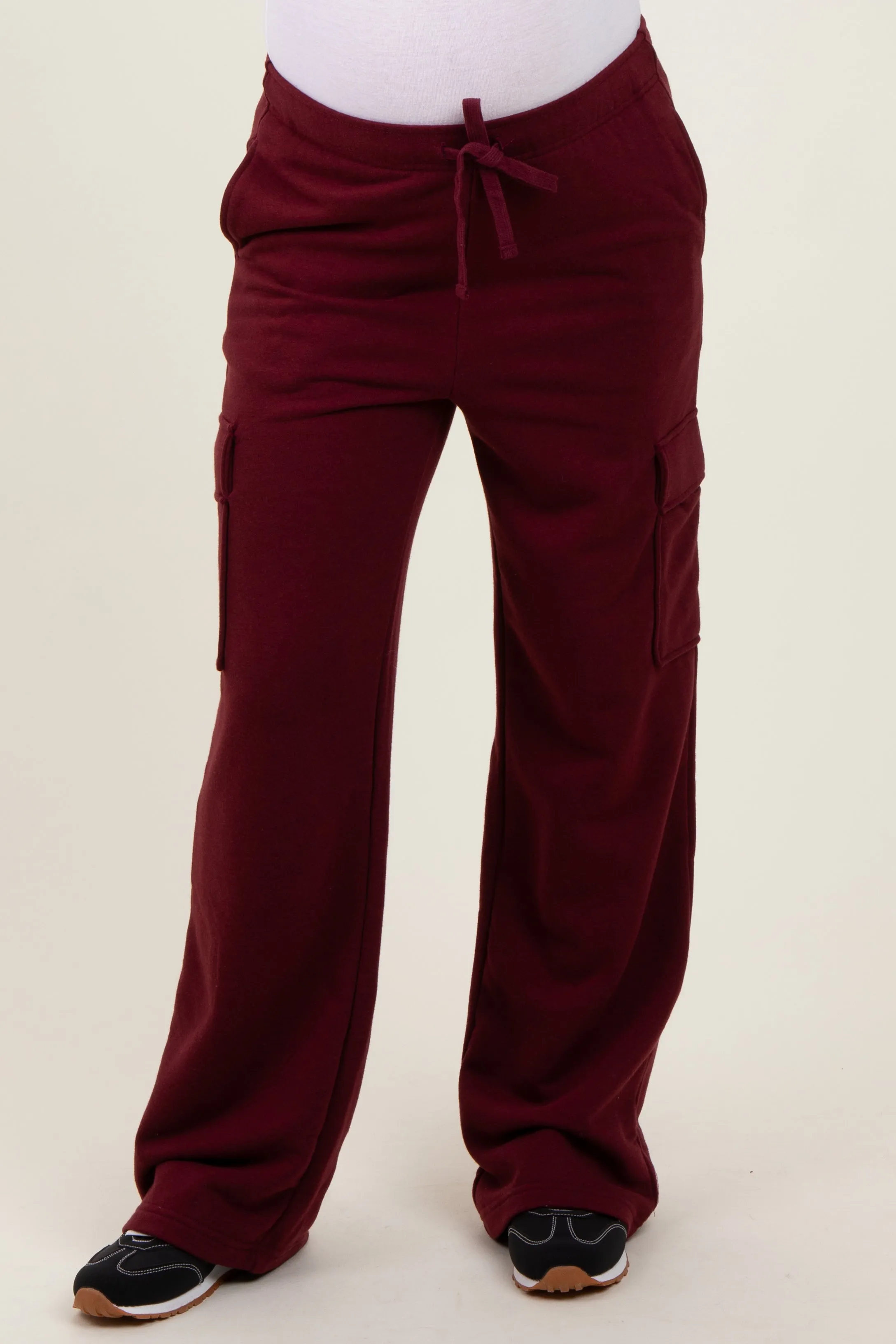 Burgundy Cargo Pocket Straight Leg Maternity Sweatpants sold by Pinkblush product image thumbnail 3