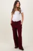 Burgundy Cargo Pocket Straight Leg Maternity Sweatpants sold by Pinkblush
