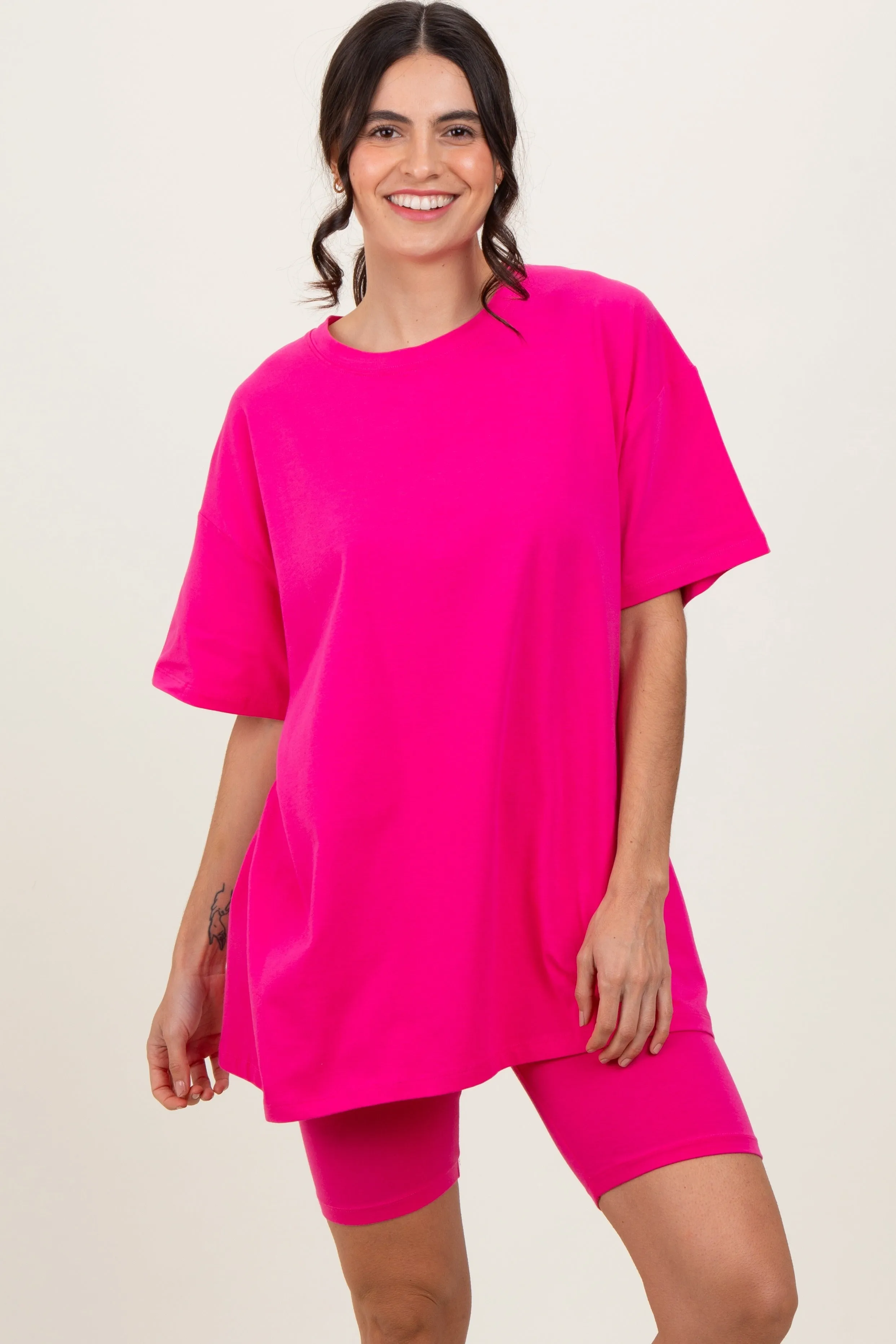 Fuchsia Biker Shorts Set sold by Pinkblush