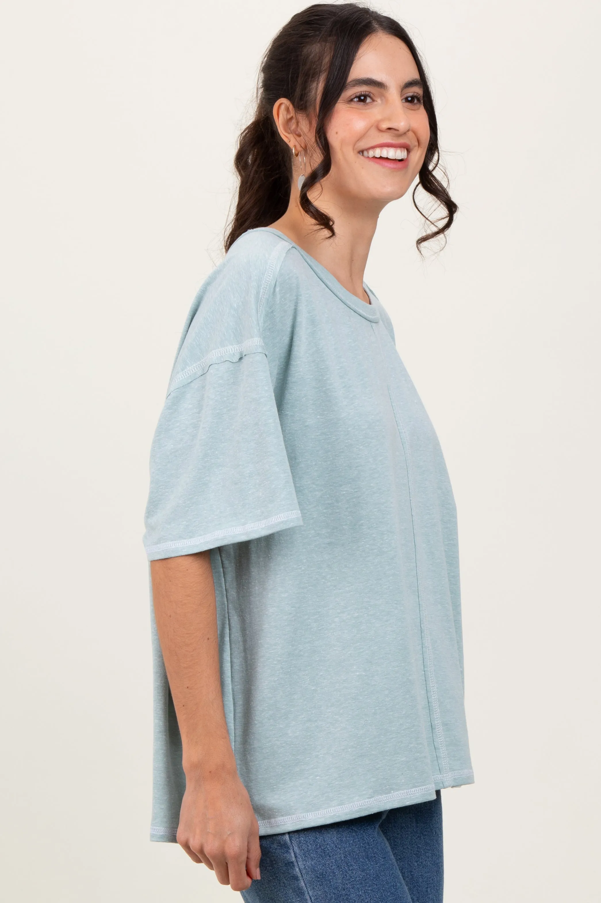 Mint Solid Tri-Blend Short Sleeve Tunic Top sold by Pinkblush product image thumbnail 2