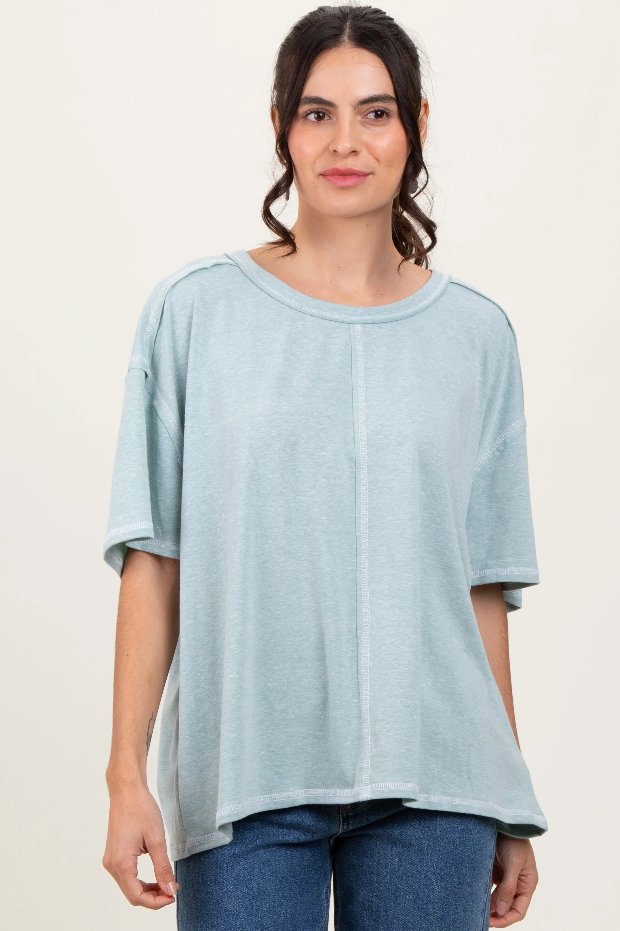 Mint Solid Tri-Blend Short Sleeve Tunic Top sold by Pinkblush