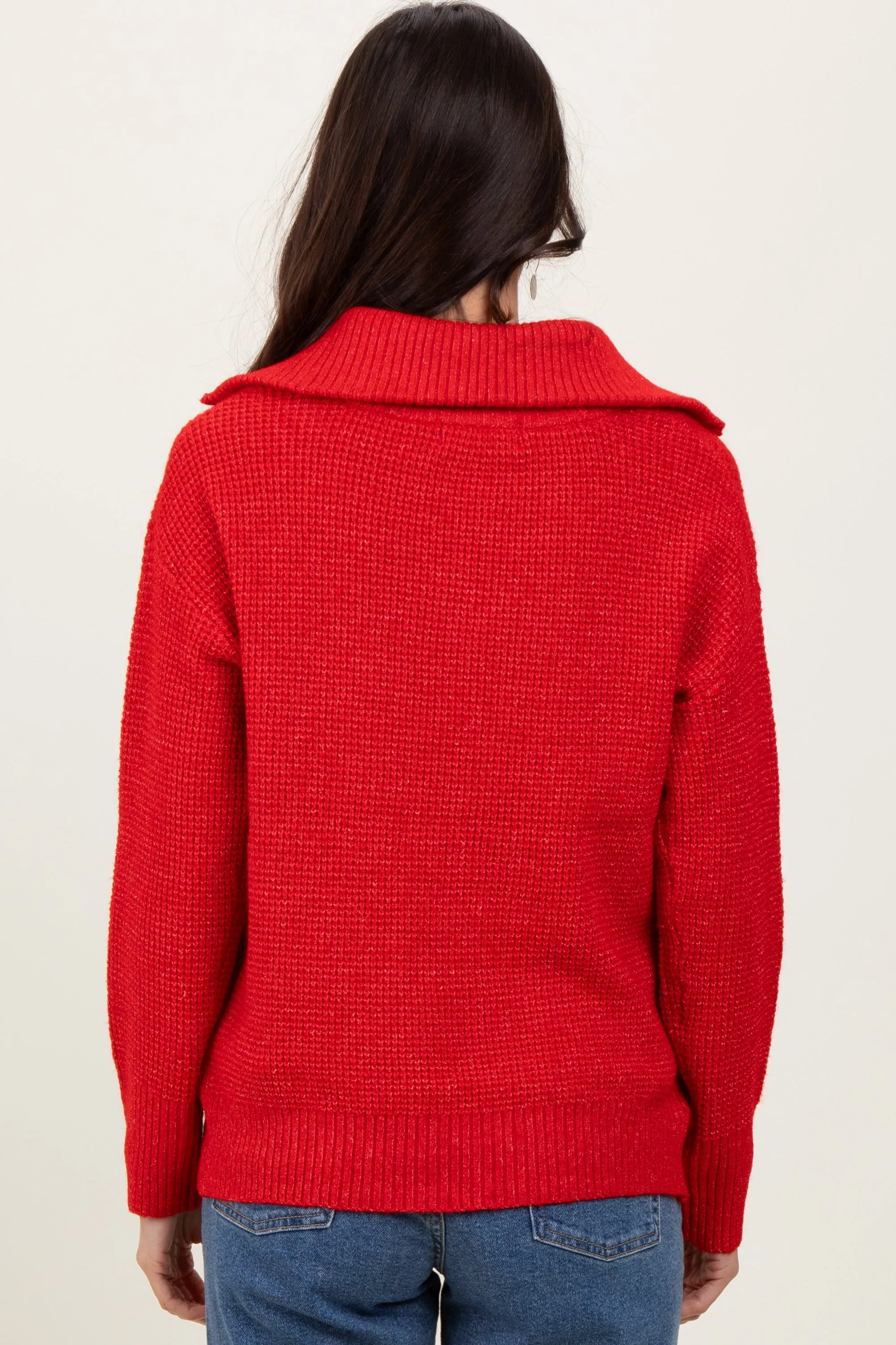 Red Half Zip Pullover Sweater sold by Pinkblush product image thumbnail 4