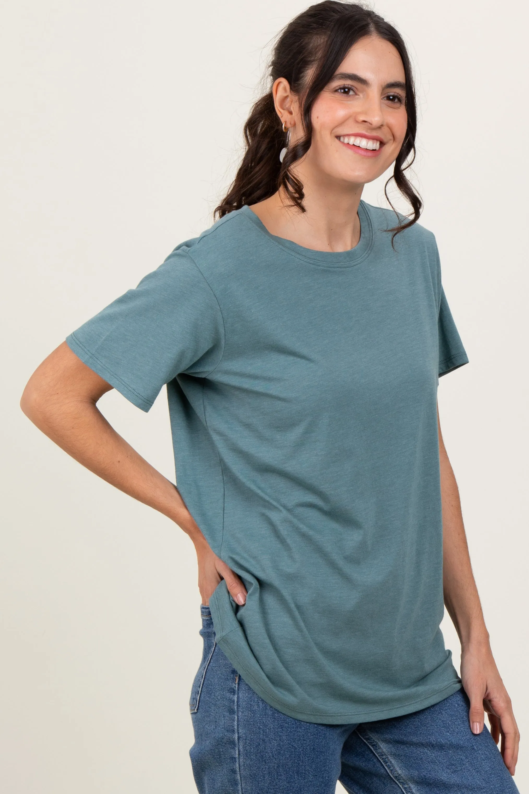 Light Olive Basic Tee sold by Pinkblush product image thumbnail 2