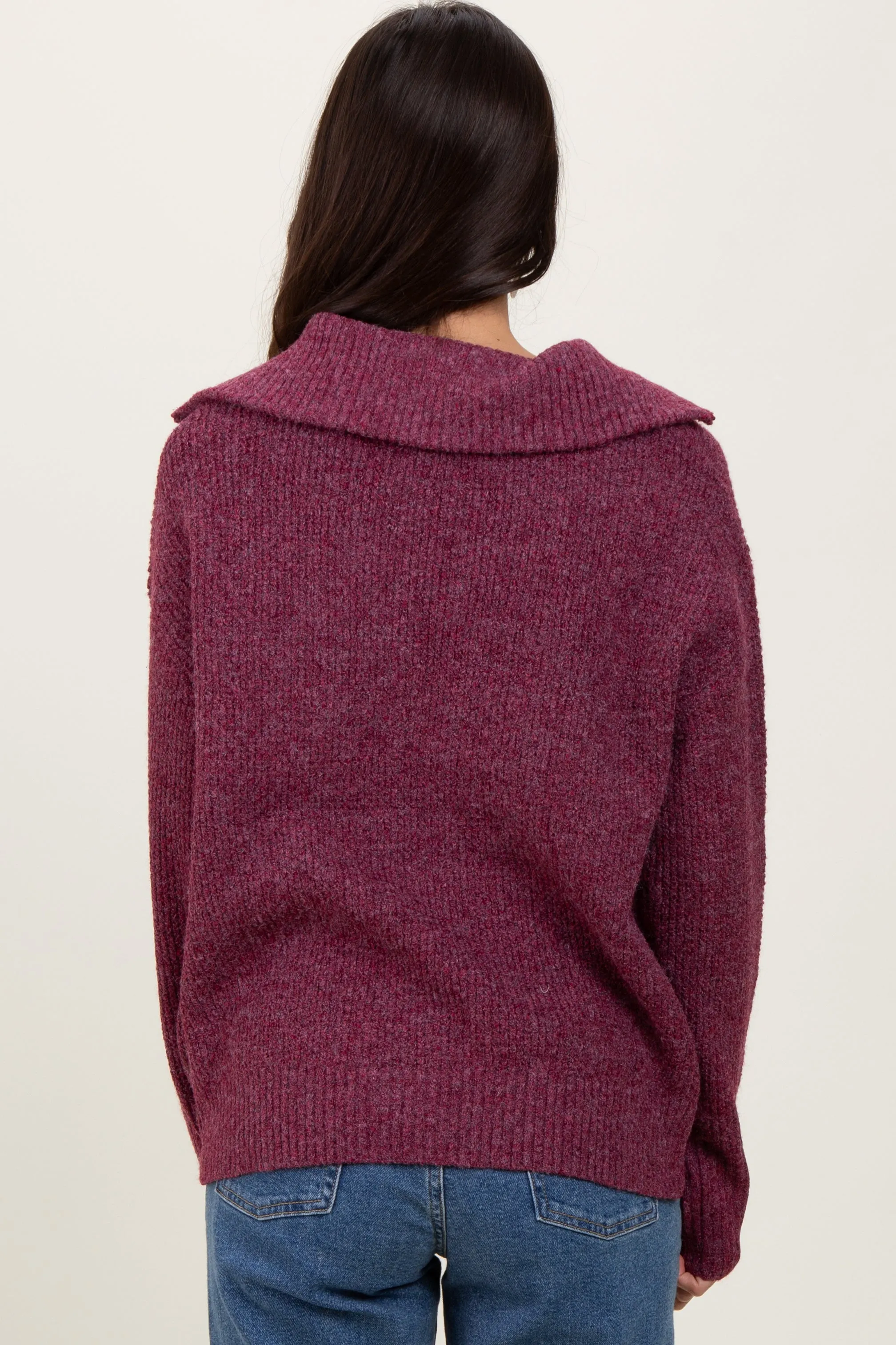 Burgundy Half Zip Pullover Sweater sold by Pinkblush product image thumbnail 4