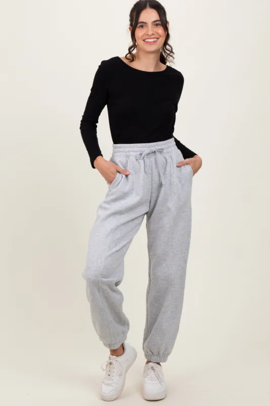 Heather Grey Drawstring Relaxed Fit Sweatpants sold by Pinkblush