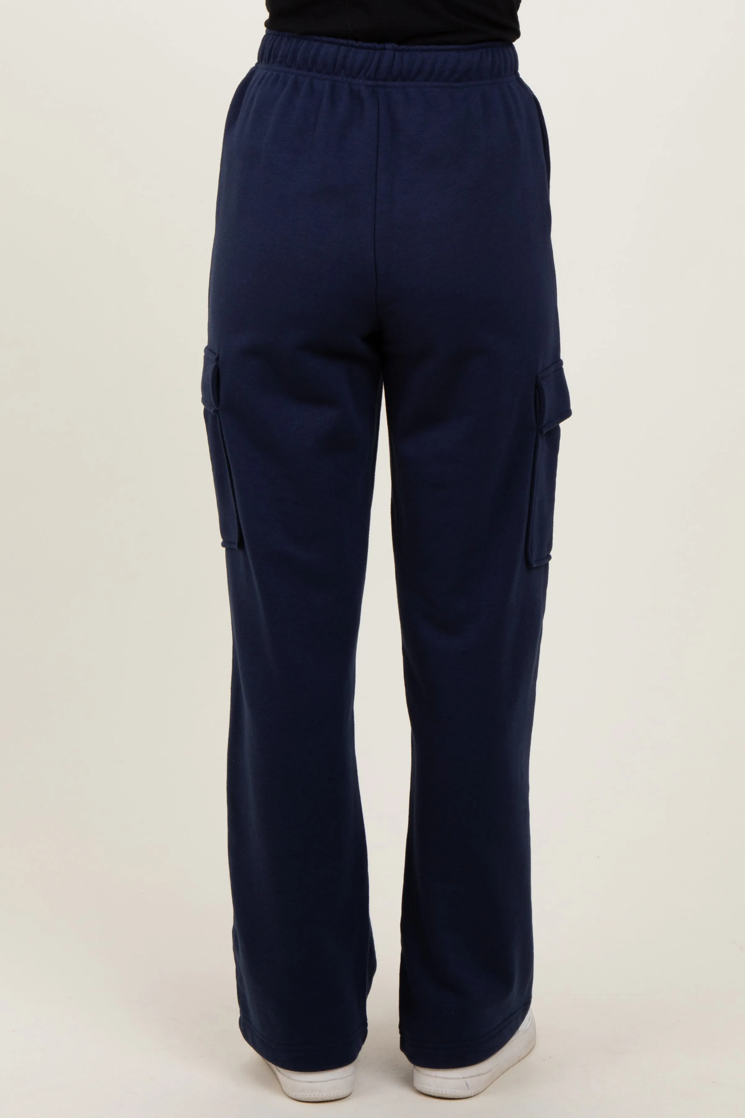 Navy Cargo Pocket Straight Leg Sweatpants sold by Pinkblush product image thumbnail 4