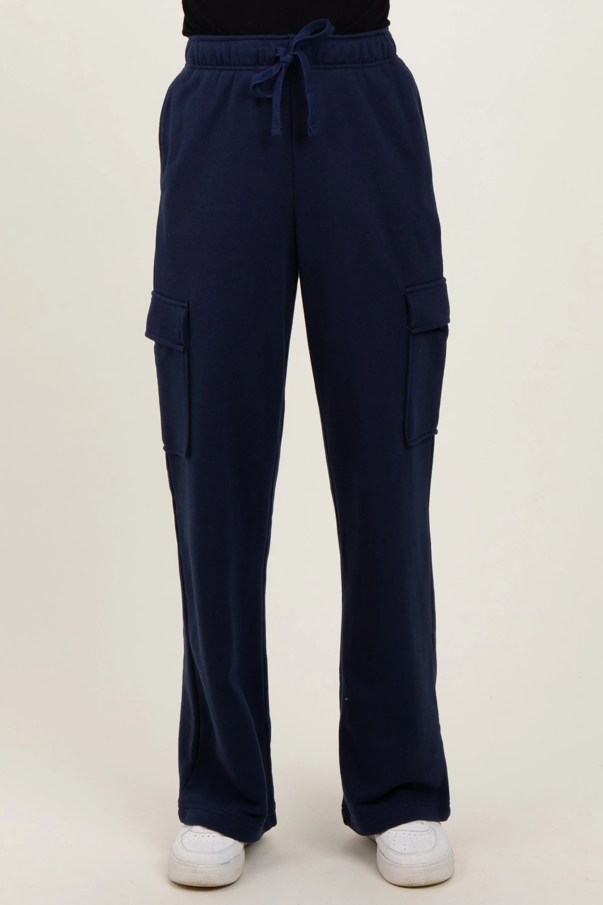 Navy Cargo Pocket Straight Leg Sweatpants sold by Pinkblush product image thumbnail 2