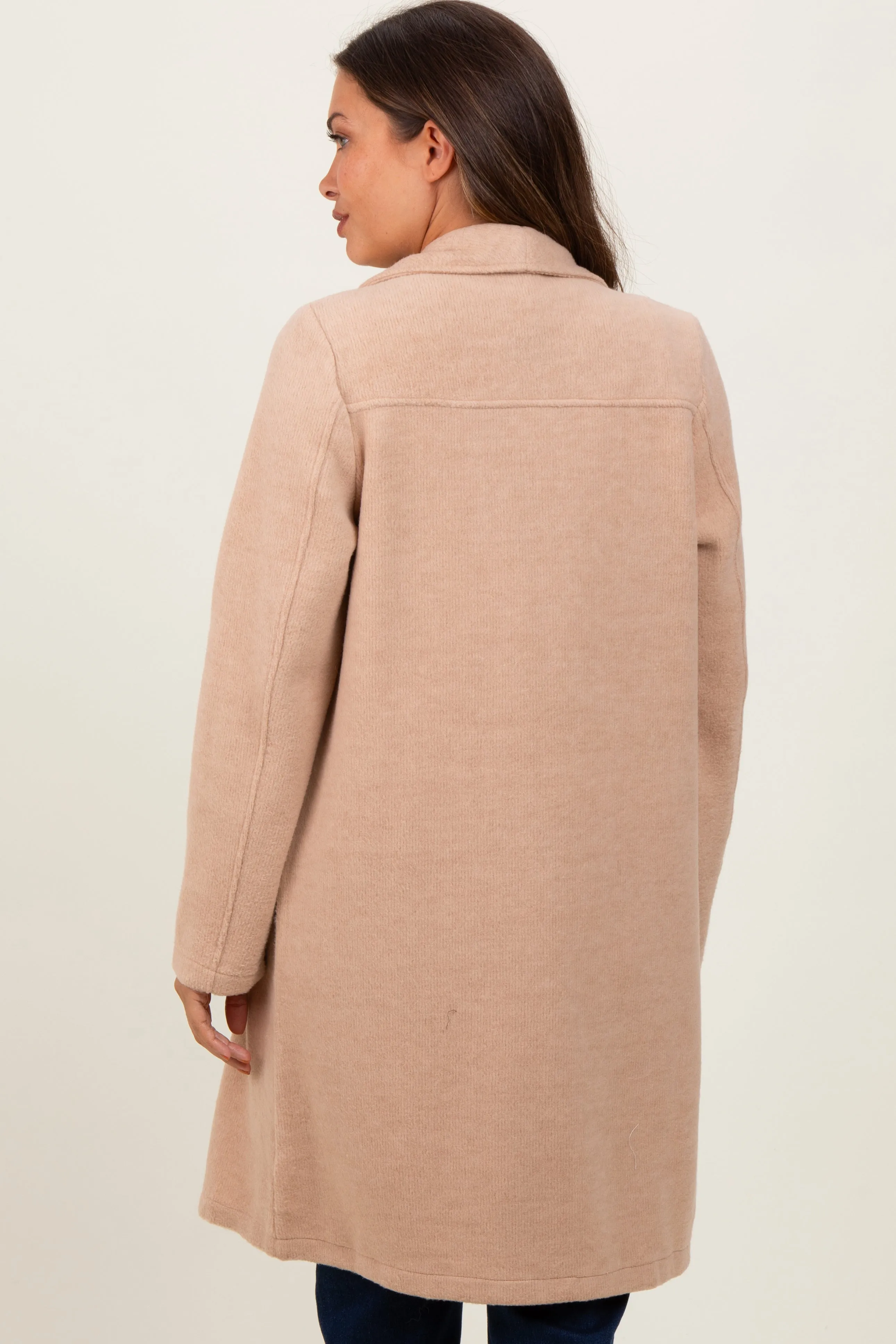 Beige Knit Relaxed Fit Maternity Coat Jacket sold by Pinkblush product image thumbnail 4