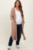 Camel Long Hooded Open Front Maternity Cardigan sold by Pinkblush