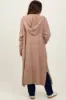 Camel Long Hooded Open Front Maternity Cardigan sold by Pinkblush