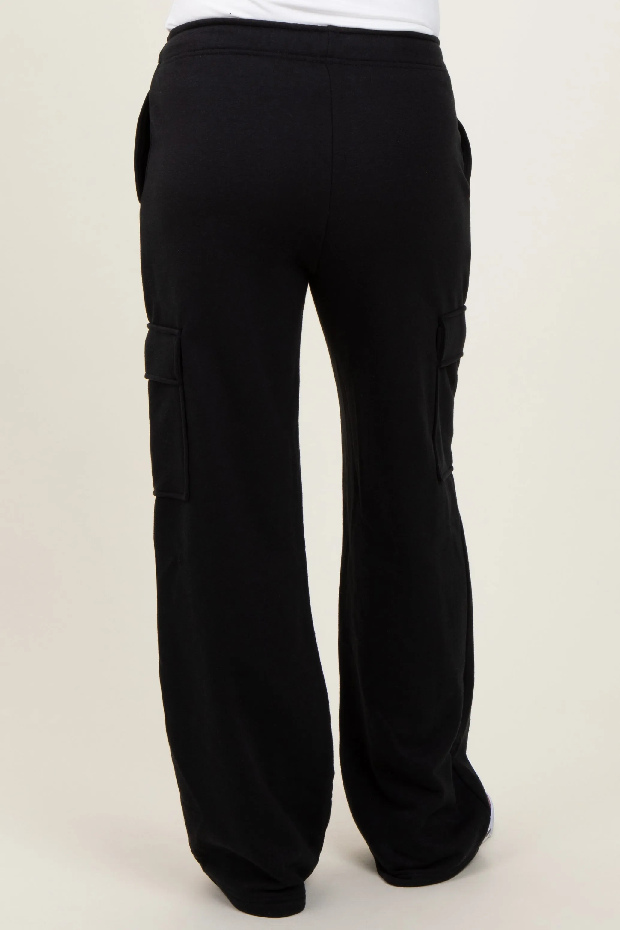 Black Cargo Pocket Straight Leg Maternity Sweatpants sold by Pinkblush product image thumbnail 5