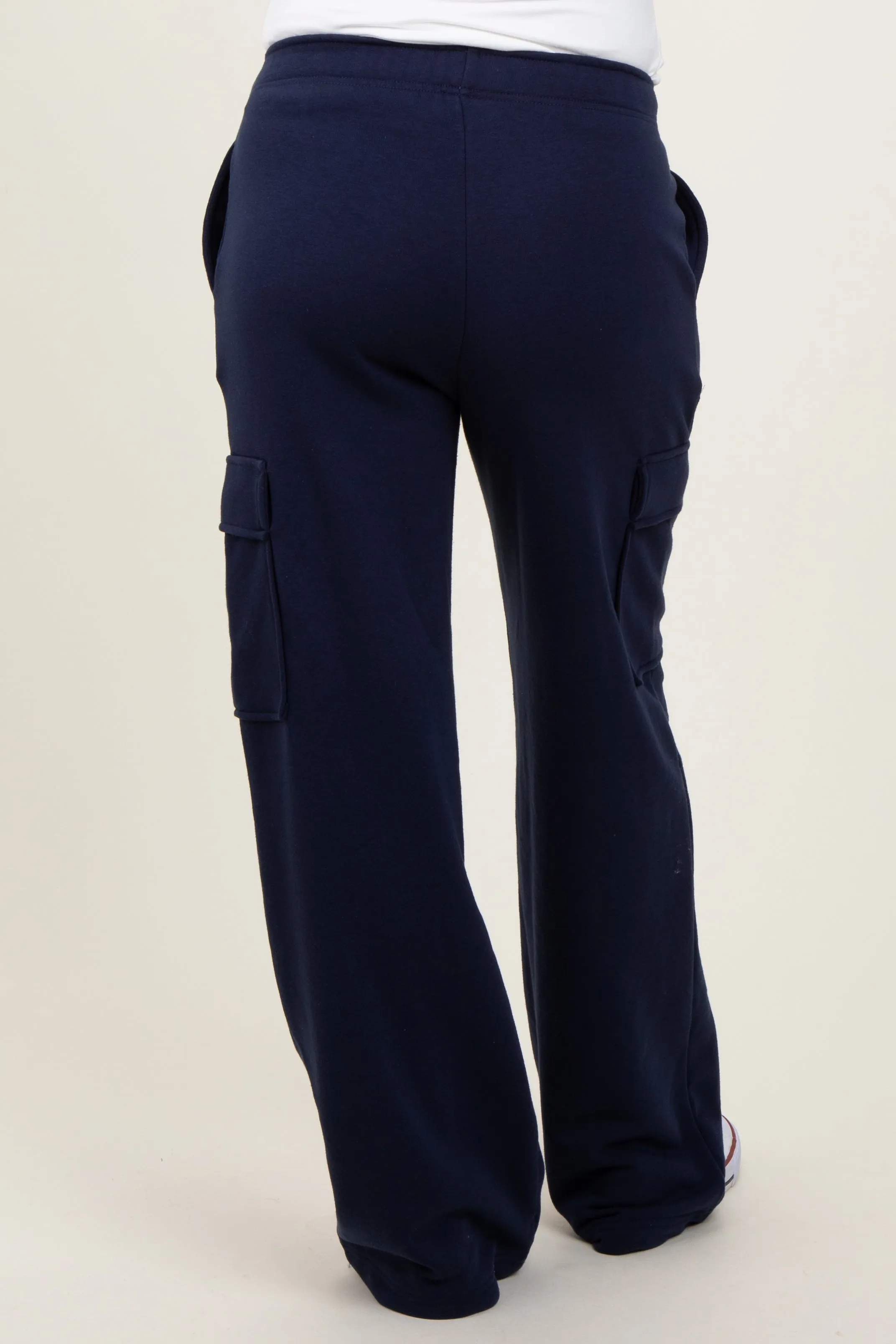 Navy Cargo Pocket Straight Leg Maternity Sweatpants sold by Pinkblush product image thumbnail 4