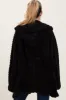Black Fuzzy Slit Hem Hooded Maternity Cardigan sold by Pinkblush