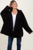 Black Fuzzy Slit Hem Hooded Maternity Cardigan sold by Pinkblush