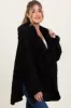Black Fuzzy Slit Hem Hooded Maternity Cardigan sold by Pinkblush