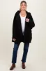 Black Fuzzy Slit Hem Hooded Maternity Cardigan sold by Pinkblush
