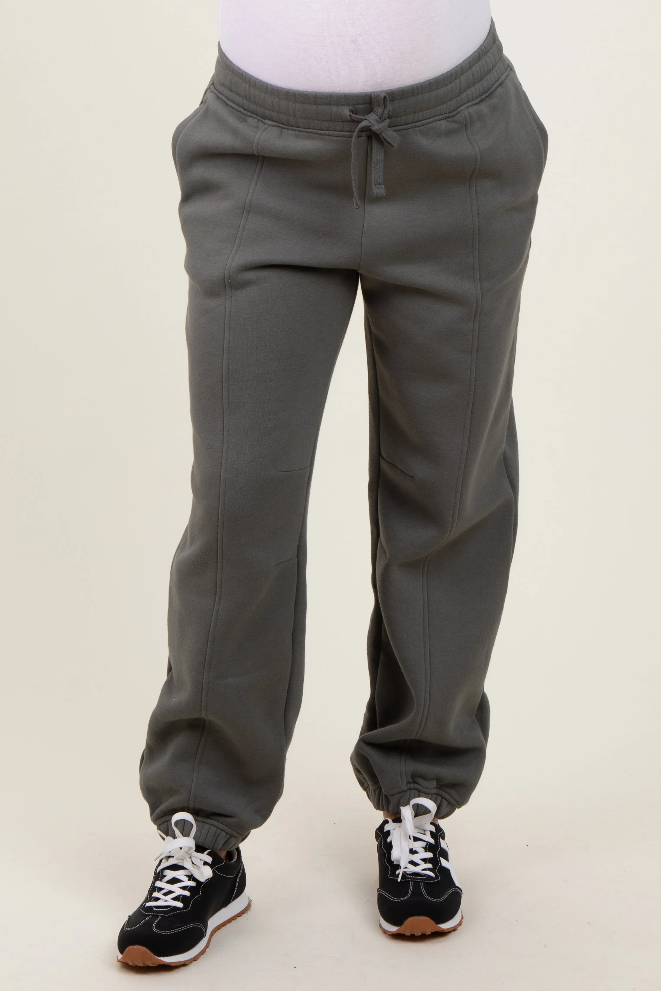 Olive Drawstring Relaxed Fit Maternity Sweatpants sold by Pinkblush product image thumbnail 3