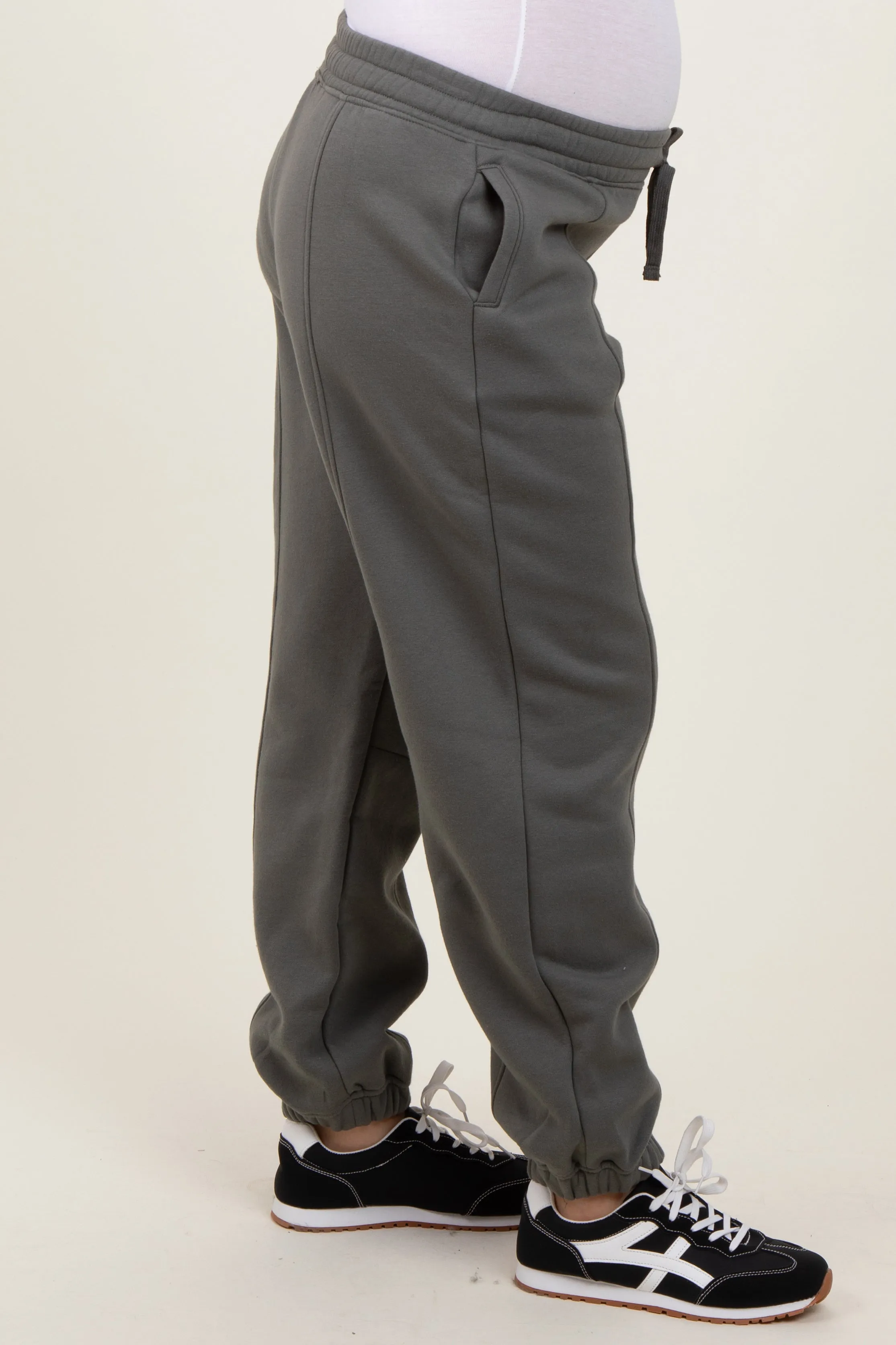 Olive Drawstring Relaxed Fit Maternity Sweatpants sold by Pinkblush product image thumbnail 4