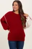 Burgundy Ivory Colorblock Oversized Maternity Sweater sold by Pinkblush