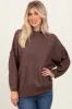 Brown Oversized Crewneck Melange Knit Maternity Sweater sold by Pinkblush