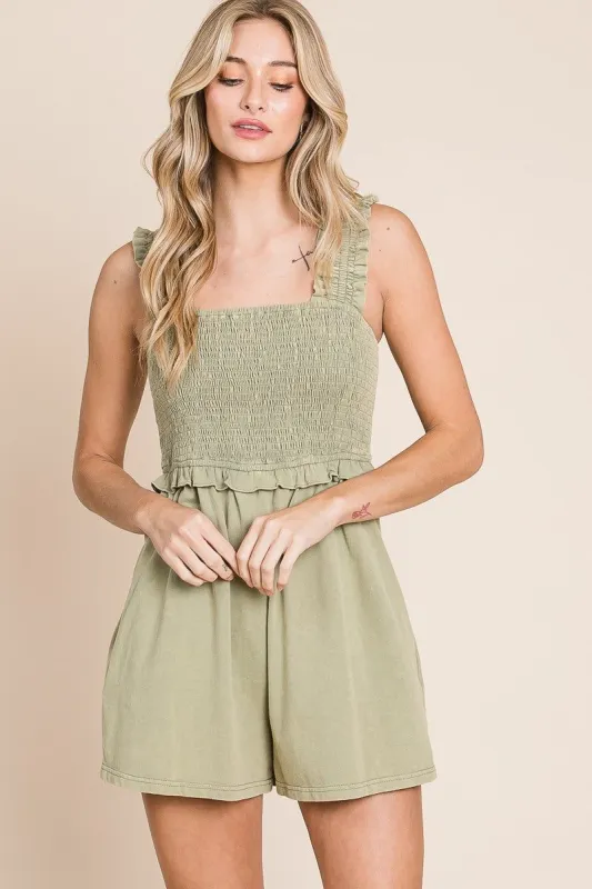 Sage Smocked Romper sold by Pinkblush