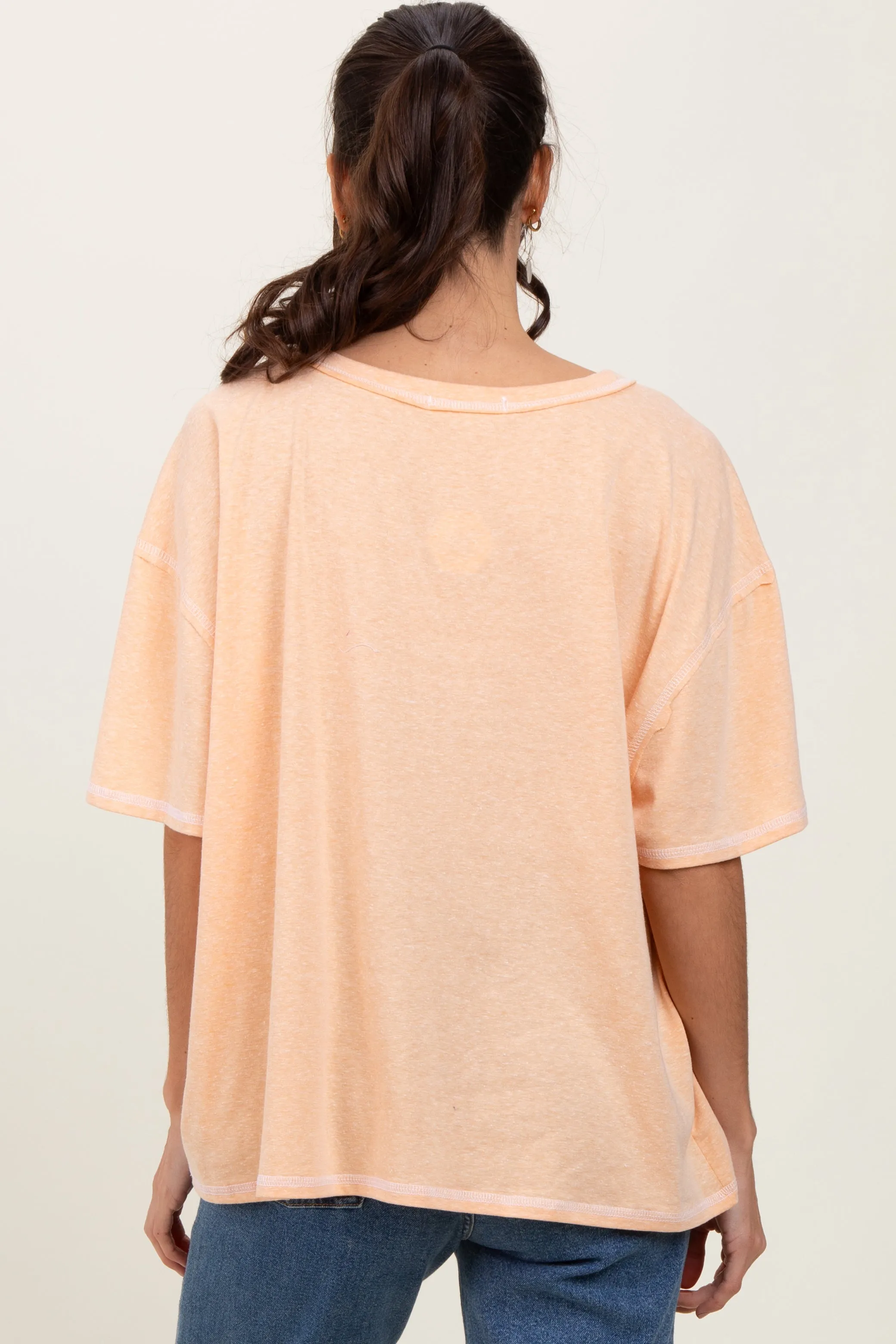Peach Solid Tri-Blend Short Sleeve Tunic Top sold by Pinkblush product image thumbnail 4