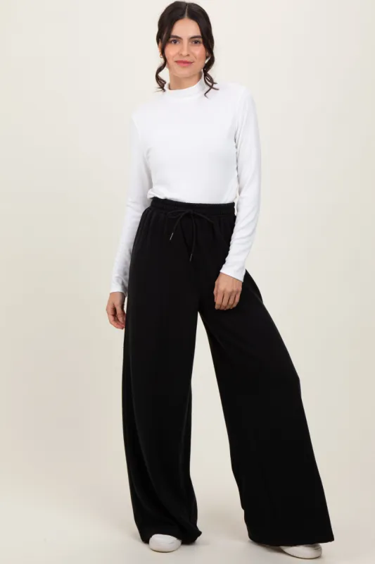 Black Wide Leg Drawstring Sweatpants sold by Pinkblush