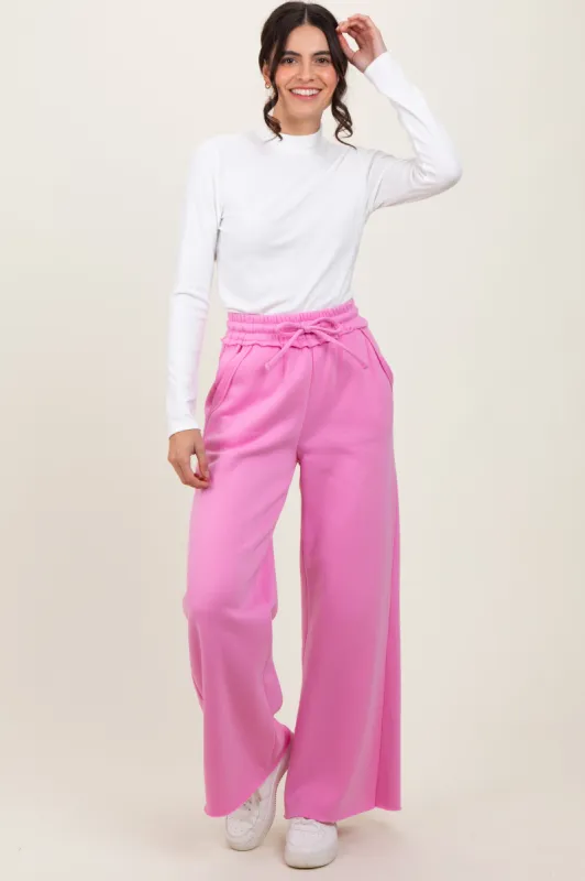 Pink Exposed Seam Wide Leg Sweatpants sold by Pinkblush