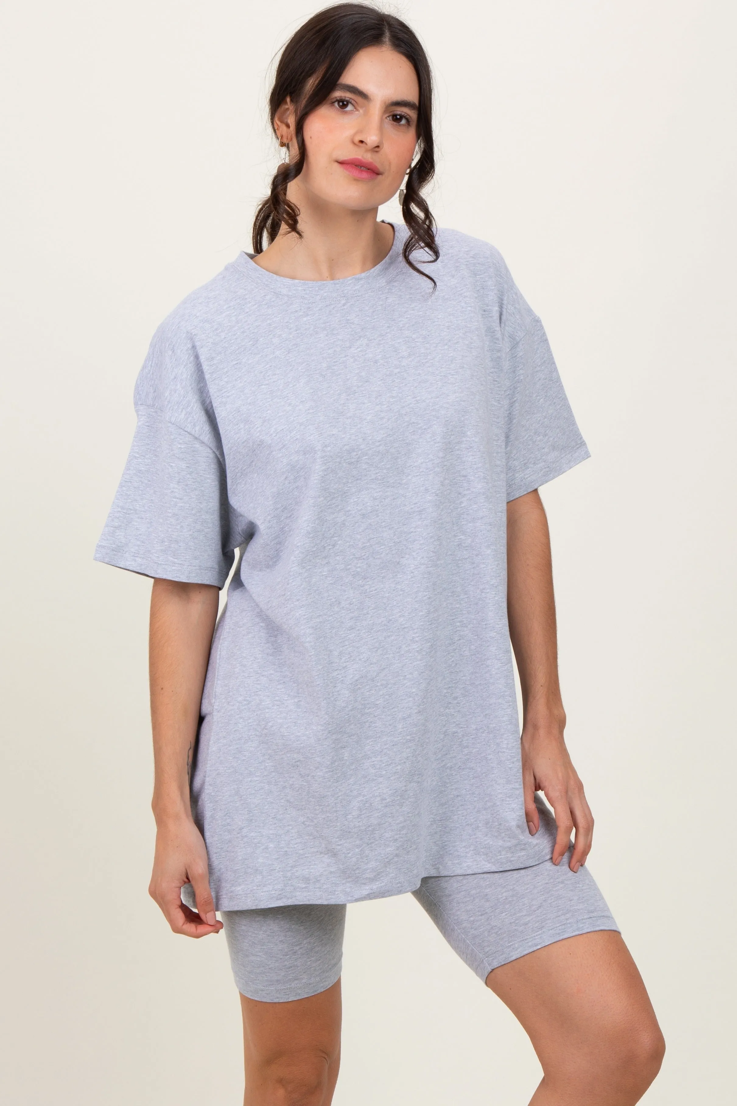 Heather Grey Biker Shorts Set sold by Pinkblush product image thumbnail 2