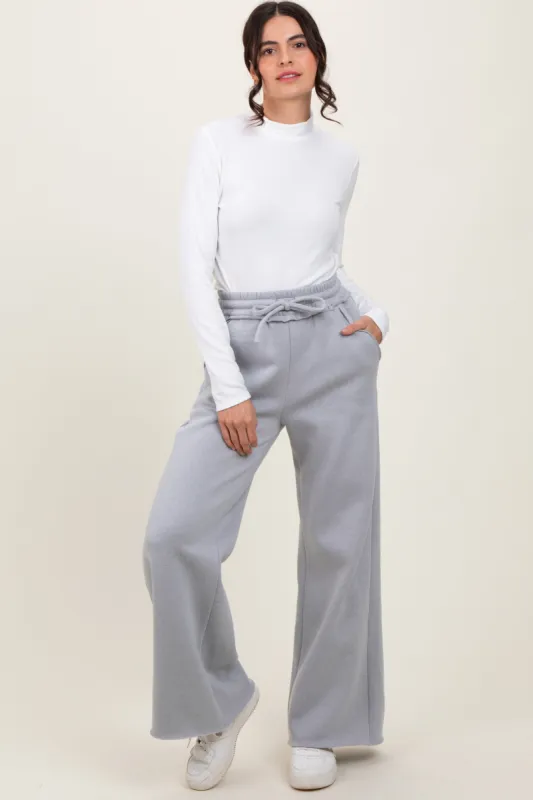 Heather Grey Exposed Seam Wide Leg Sweatpants sold by Pinkblush