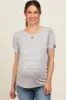 Ivory Striped Short Puff Sleeve Maternity Top sold by Pinkblush