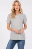 Ivory Striped Short Puff Sleeve Maternity Top sold by Pinkblush