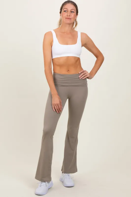 Light Olive Fold Over Waistband Flared Pants sold by Pinkblush