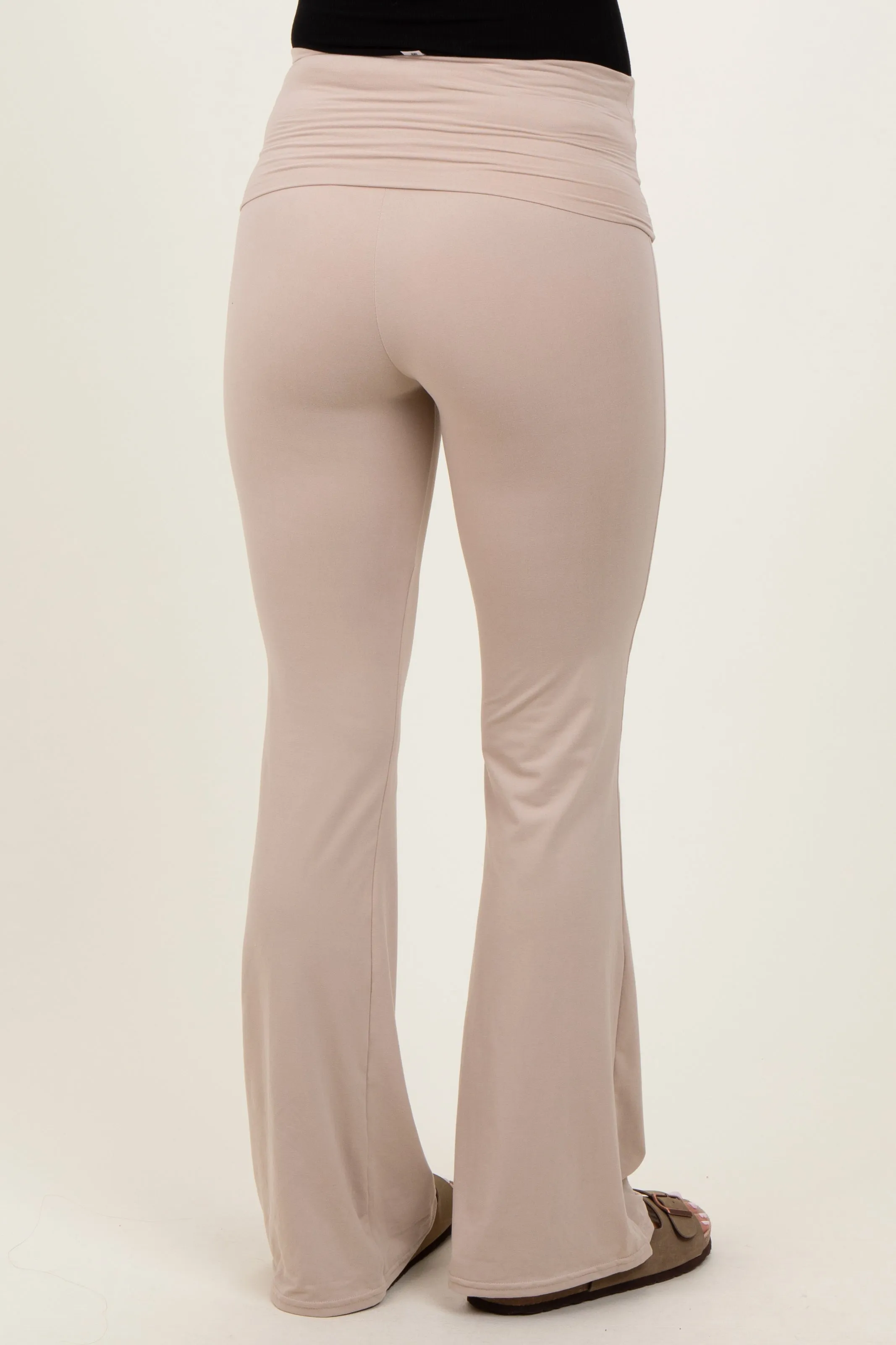 Cream Fold Over Waistband Maternity Flared Pants sold by Pinkblush product image thumbnail 5