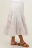 Ivory Striped Tiered Maternity Maxi Skirt sold by Pinkblush
