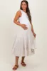 Ivory Striped Tiered Maternity Maxi Skirt sold by Pinkblush