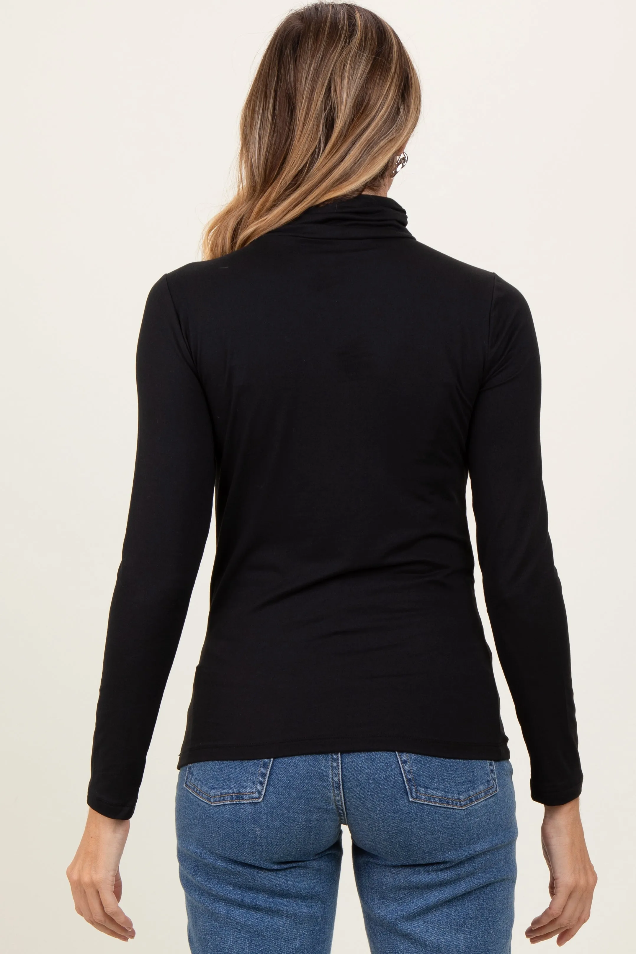 Black Brushed Knit Basic Turtleneck Top sold by Pinkblush product image thumbnail 4